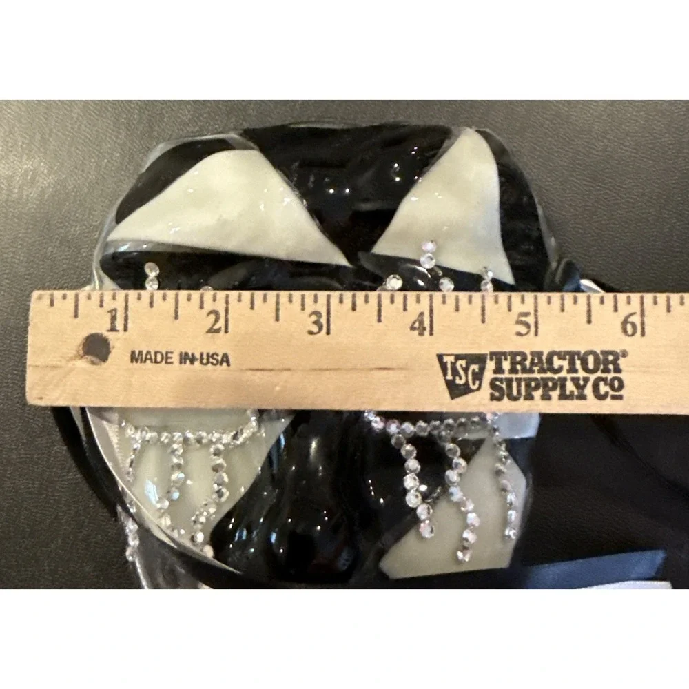 Black White Rhinestone‎ Ribbon Mask Mardi Gras Wall Hanging Art Deco Decor